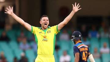 Josh Hazlewood takes the first wicket