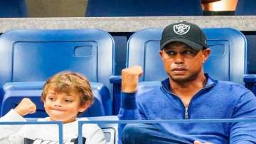 Tiger Woods with son Charlie.
