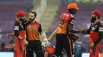 Williamson and Holder after clinching the victory for SRH.