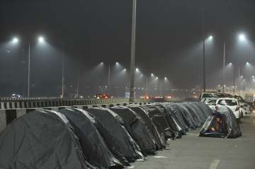 Tents installed for farmers at Ghazipur border during their protest against the new farm laws