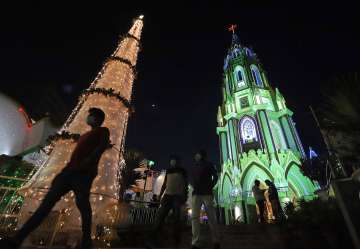 St Mary Basilica Church illuminated ahead of Christmas festival at Shivajinagar in Bengaluru