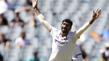 India's Jasprit Bumrah celebrates after taking the wicket of Australia's Joe Burns for no score during play on day one of the Boxing Day cricket test between India and Australia at the Melbourne Cricket Ground, Melbourne, Australia, Saturday, Dec. 26