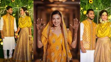 Gauahar Khan looks beautiful in traditional yellow attire at her mehendi ceremony
 