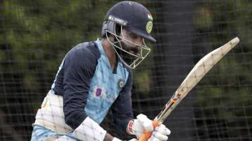 India's Ravindra Jadeja bats in the nets during training at the Sydney Cricket Ground in Sydney, Wednesday, Jan. 6, 2021, ahead of their cricket test against Australia starting Thursday.