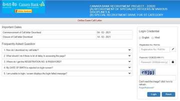 Canara Bank SO Admit Card 2021 