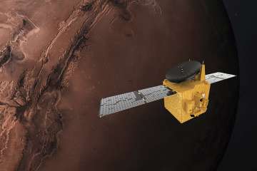 Mohammed Bin Rashid Space Centre depicts the United Arab Emirates' Hope Mars probe.