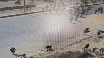 A CCTV grab showing the northeast Delhi riots which took place in February 2020.
