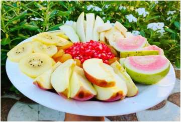 A plate full of fruits