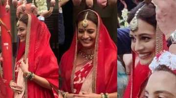 Dia Mirza's first wedding pics out, actress looks stunning in red ensemble | see pics