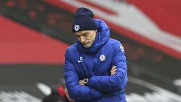 Chelsea's head coach Thomas Tuchel reacts during the English Premier League soccer match between Chelsea and Southampton at St. Mary's Stadium in Southampton, England, Saturday, Feb.20