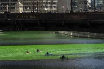 Chicago River dyed green. Here's why