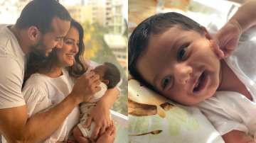 Anita Hassanandani, husband Rohit Reddy 'pawri' as their baby boy Aaravv celebrates one month birthd