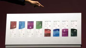 In this Jan. 15, 2020, file photo, shows tickets for the Tokyo 2020 Olympics and Paralympics displayed in Tokyo.