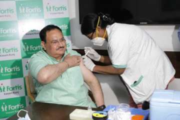 BJP President JP Nadda receives first shot of COVID vaccine