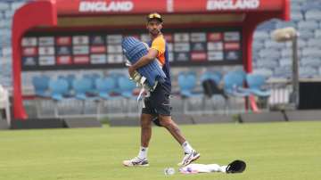 Shikhar Dhawan of India looks on during a India Nets Session at Maharashtra Cricket Association Stadium on March 22