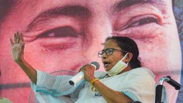West Bengal Chief Minister Mamata Banerjee addresses a rally on the last day of the campaign for the 2nd phase of Assembly elections, in Nandigram.
