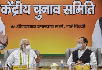 PM Modi, JP Nadda at BJP CEC on Saturday. 