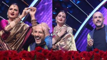  Indian Idol 12: After Neetu Kapoor, Rekha graces reality show; plays tabla on Vishal Dadlani's head