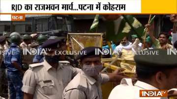 rjd workers protest, rjd protest in patna 
