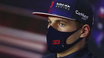 Red Bull driver Max Verstappen of the Netherlands attends the Formula One Bahrain Grand Prix press conference in Sakhir, Bahrain, Thursday, March 25