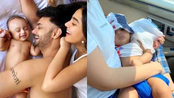 Daddy RJ Anmol shares adorable pic of son Veer sitting in Amrita Rao's lap. Netizens are in love