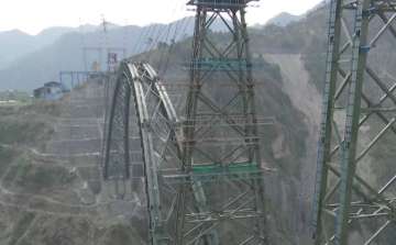 Arch of world's highest railway bridge on Chenab river in J-K completed