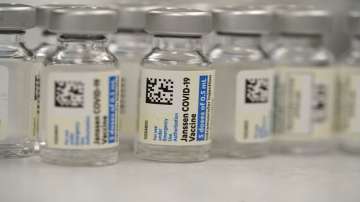 Vials of Johnson & Johnson COVID-19 vaccine in the pharmacy.