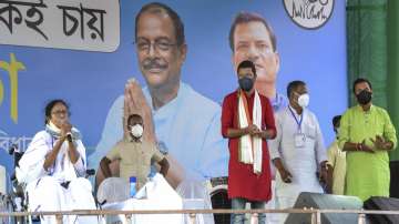 West Bengal Chief Minister Mamata Banerjee during an election campaign rally in support of party candidates for the Assembly Polls in Asansol district.