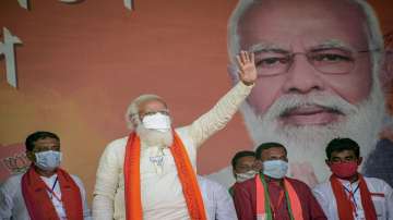 Prime Minister Narendra Modi during an election campaign for West Bengal Assembly polls, at Krishnanagar in Nadia district.