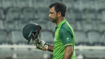 Pakistan's batsman Fakhar Zaman leaves the field after being dismissed for 193 runs during the second One Day International cricket match between South Africa and Pakistan at the Wanderers stadium in Johannesburg, South Africa, Sunday, April 4