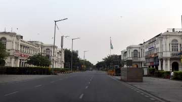 Connaught Place wears a deserted look during COVID-induced lockdown, in New Delhi.