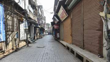 Aminabad market wears a deserted look, amid COVID-19 induced lockdown, in Lucknow.