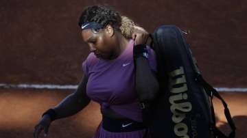 Serena Williams, of the United States, leaves the court at the end of her match against Nadia Podoroska of Argentina, at the Italian Open tennis tournament, in Rome, Wednesday, May 12