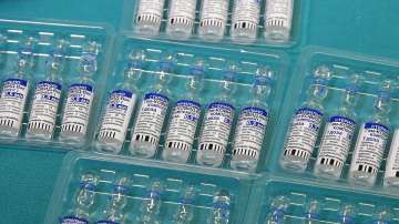 Vials containing Russia's Sputnik V vaccine for COVID-19 are seen at the San Marino State Hospital, in San Marino.