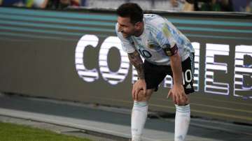 Argentina's Lionel Messi reacts at the end of a Copa America soccer match against Chile at the Nilton Santos stadium in Rio de Janeiro, Brazil, Monday, June 14