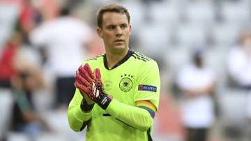Germany's goalkeeper Manuel Neuer walks on the pitch during the Euro 2020 soccer championship group F match between Portugal and Germany at the Football Arena stadium in Munich, Germany, Saturday, June 19