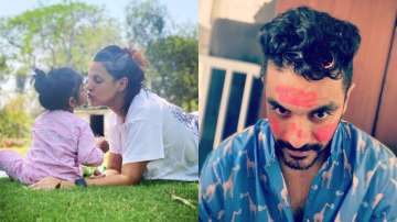 Neha Dhupia-Angad Bedi's daughter Mehr loves painting on mom's hands and daddy's face; see pics