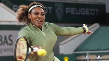 United States Serena Williams plays a return to Romania's Irina-Camelia Begu during their first round match on day two of the French Open tennis tournament at Roland Garros in Paris, France, Monday, May 31