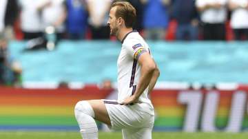 England's Harry Kane takes a knee in support of the Black Lives Matter movement