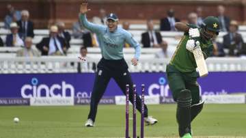 Pakistan's Fakhar Zaman is bowled out by England's Craig Overton during the second one day international cricket match between England and Pakistan at Lord's cricket ground in London, Saturday, July 10