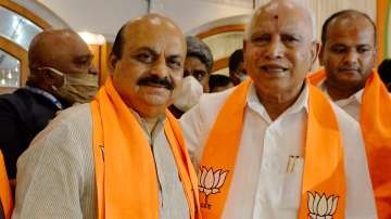 Karnataka Chief Minister Basavaraj Bommai with ex-CM BS Yediyurappa