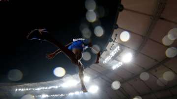 Avinash Sable of India clears the water jump in the Men's 3000 metres Steeplechase final during IAAF