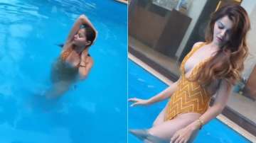 Rubina Dilaik looks every inch beautiful in yellow bikini as she takes dip in the swimming pool