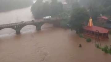 Parts of Ratnagiri district partially submerged in water due to heavy rainfall.