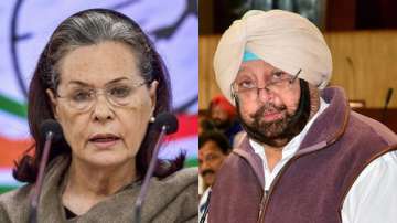 Congress interim president Si=onia Gandhi and Punjab Chief Minister Amarinder Singh