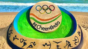 Sudarsan Pattnaik unveils sand art for Indian athletes ahead of Tokyo Olympics