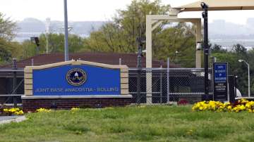 A file photo shows the gate for the Anacostia-Bolling joint military base in Washington.