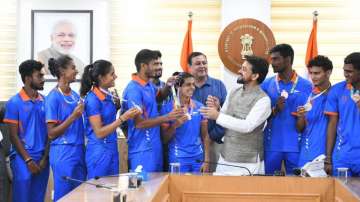 U-20 World Athletics C'ships: Sports Minister Anurag Thakur interacts with athletes and medallists