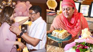 Hina Khan shares heartbreaking photos and videos of her mother cutting a cake on late father's birth