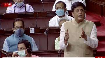 New Delhi: Union Minister of Textiles Piyush Goyal speaks in the Rajya Sabha during the Monsoon Session of Parliament, in New Delhi, Wednesday, Aug 11, 2021.?